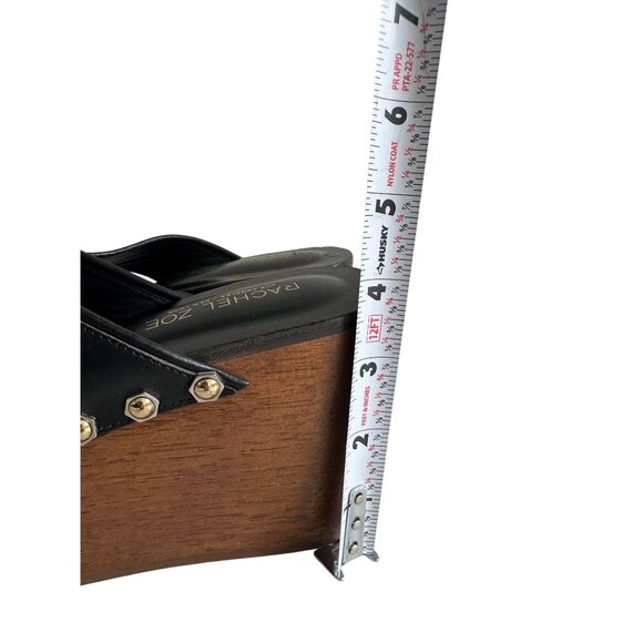 RACHEL ZOE Maddi Black Soft Calf Leather Platform Sandals Size 6.5 - Picture 9 of 11